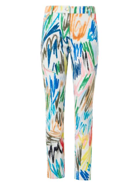 AKRIS Women's Maru Scribble-Print Stretch Slim-Fit Crop Jeans - Cream Multi