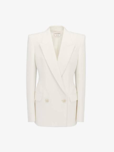 Women's Double-breasted Jacket in Optic White