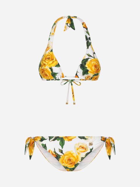 Dolce & Gabbana Triangle bikini with yellow rose print