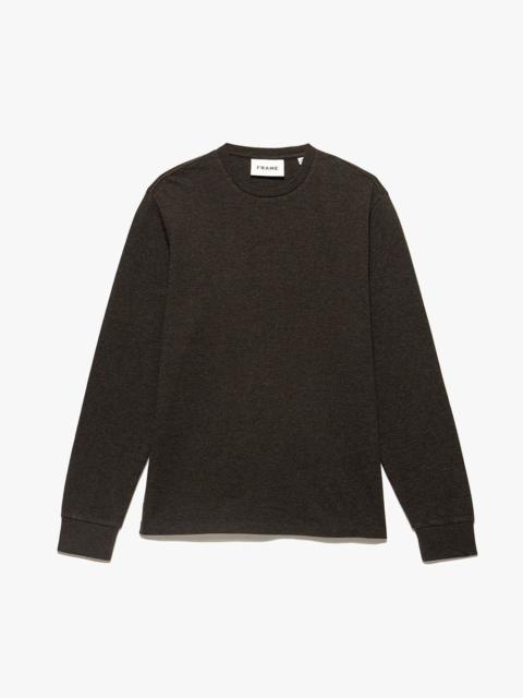 FRAME Duo Fold Long Sleeve Crew in Heather Espresso