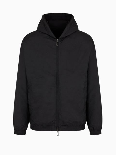 Reversible hooded zip-up sweatshirt in double jersey