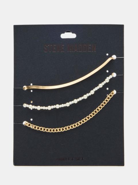STEVE MADDEN 3-PIECE CHAIN ANKLET SET