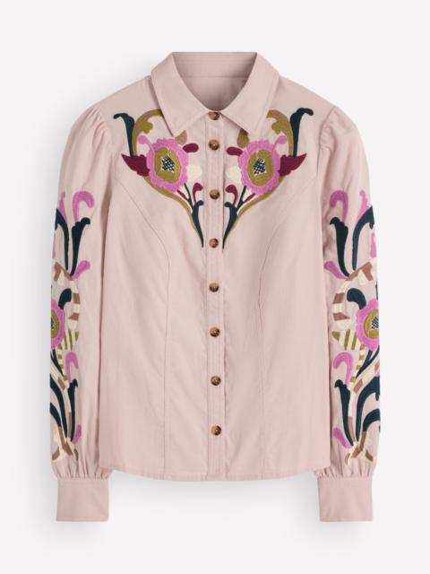 BODEN Sky Cord Shirt-Almond Milk, Embroidered