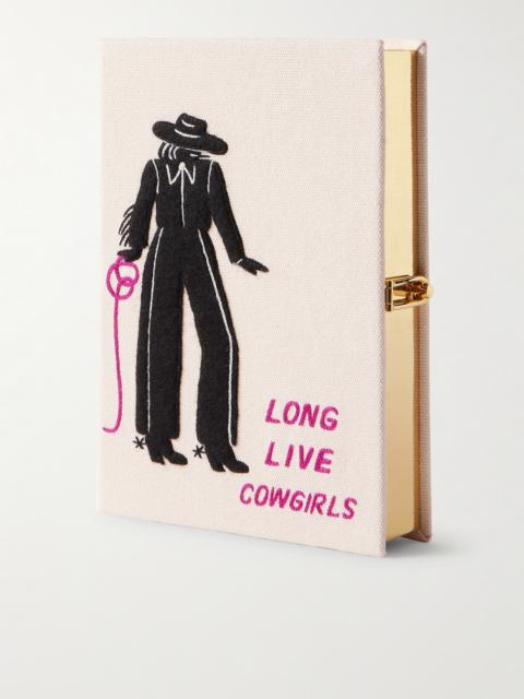 Olympia Le-Tan Long Live Cowgirls Embroidered Appliquéd Canvas Clutch