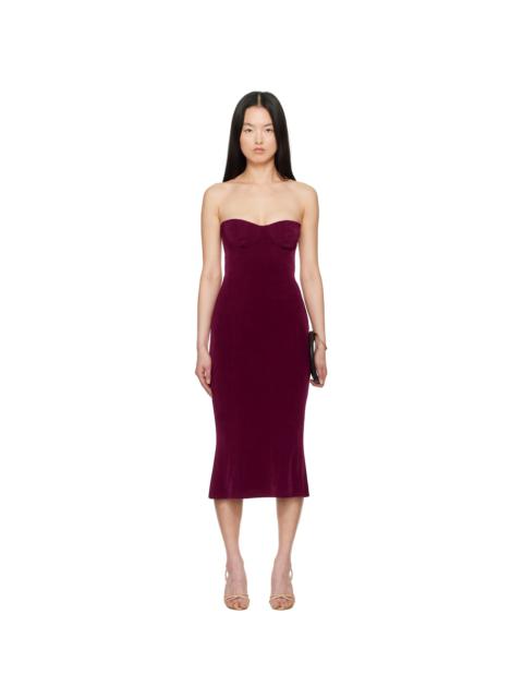 Mirror Palais Burgundy Strapless Supermodel Midi Dress
