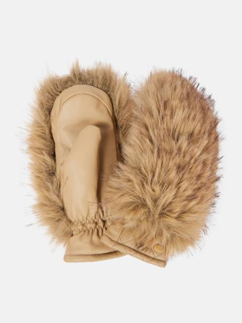 GOLDBERGH Hill faux fur-trimmed leather ski mittens