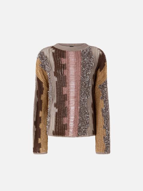 SWEATER WITH INLAYS IN CONTRASTING YARN