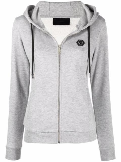 PHILIPP PLEIN logo-patch zip-up hoodie