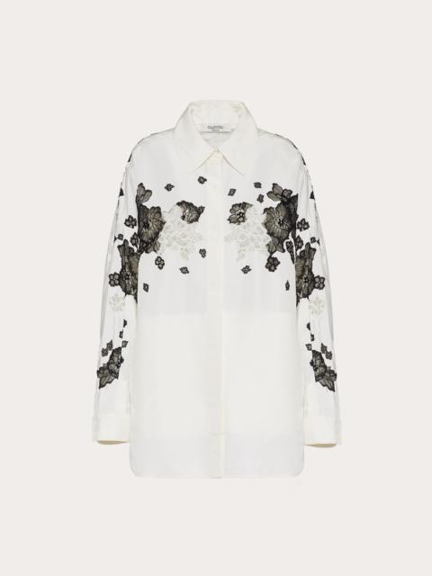 Valentino PEA COAT WITH FAILLE EMBROIDERY
