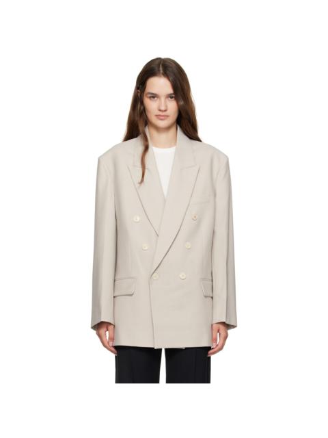 Victoria Beckham Taupe Relaxed Double Breasted Blazer