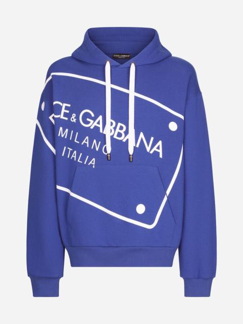 Jersey hoodie with logo tag
