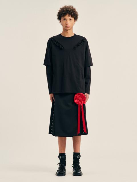 Simone Rocha Ruffle Slash Layered Long Sleeve T-Shirt