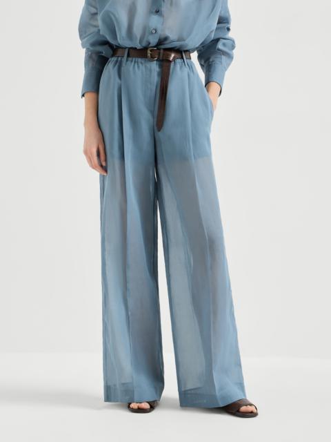 Brunello Cucinelli Cotton organza sartorial track trousers with monili