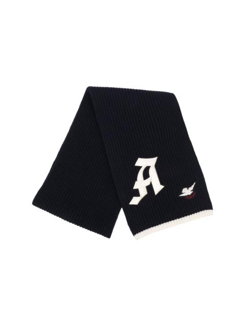 Alexander McQueen embroidered logo ribbed scarf