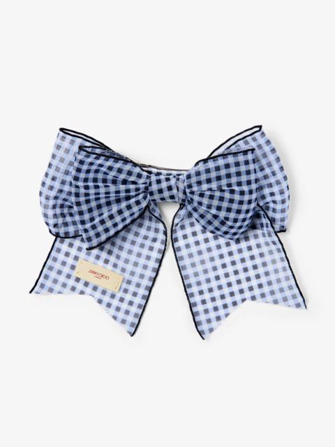 JIMMY CHOO Bow Hair Clip Marine Mix Mini Gingham Organza Bow Hair Clip