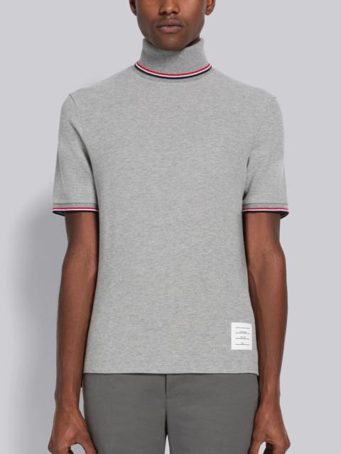 Thom Browne Classic Pique Stripe Short Sleeve Turtleneck