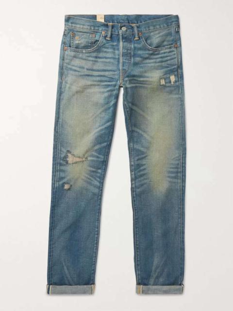 RRL by Ralph Lauren Ridgway Slim-Fit Distressed Selvedge Denim Jeans