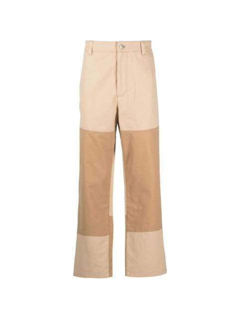 two-tone straight trousers