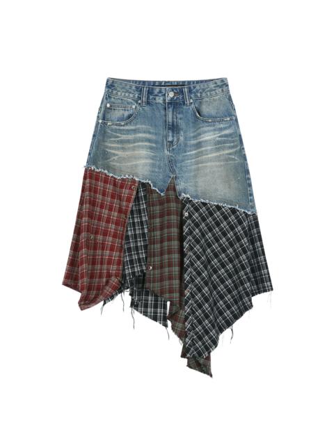 Andersson Bell Denim Plaid Patchwork Skirt