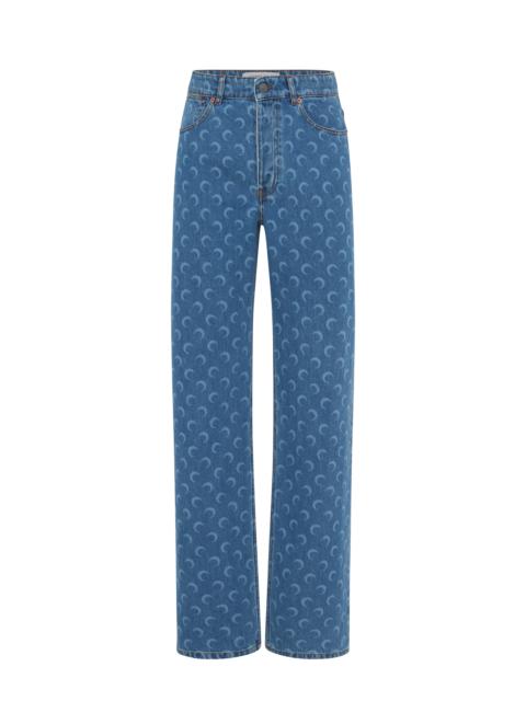 Marine Serre Moon Laser Denim Straight Jeans