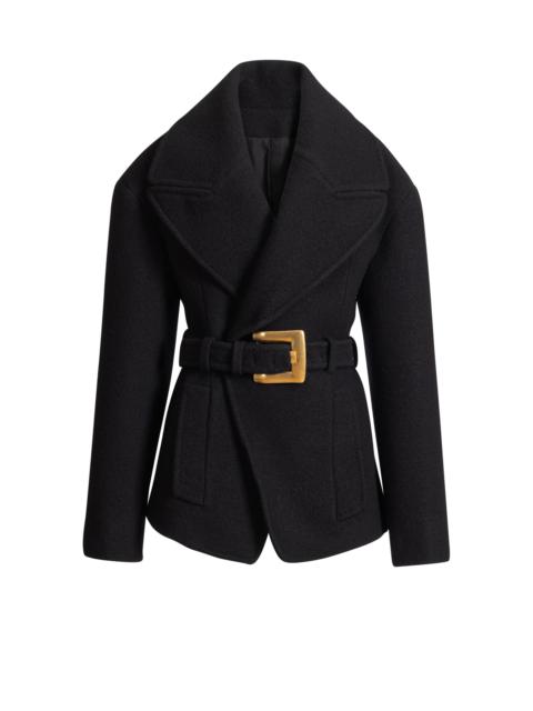 Balmain Belted wool pea coat