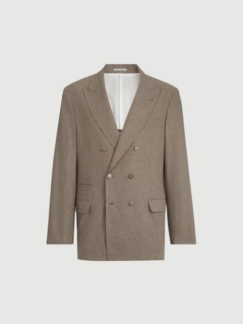 Brunello Cucinelli Virgin wool, cotton and silk mouliné one-and-a-half breasted deconstructed blazer with metal buttons