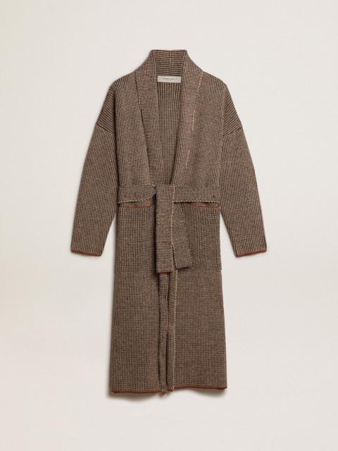 Long brown cardigan with belt