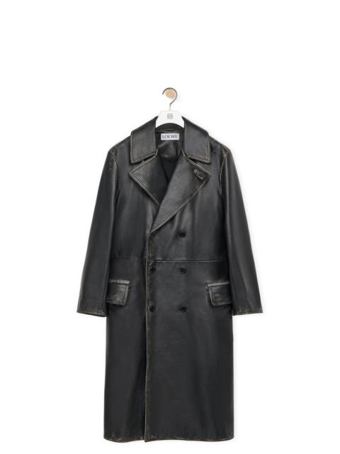 Double breasted coat in nappa calfskin