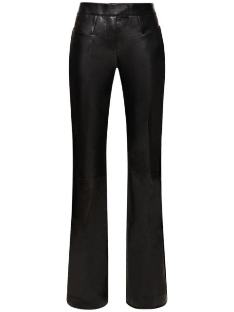Flared low rise leather pants