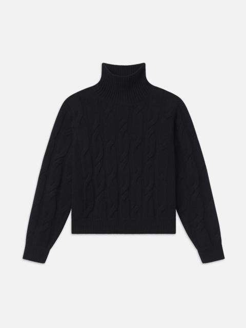 FRAME Cable Knit Turtleneck in Black