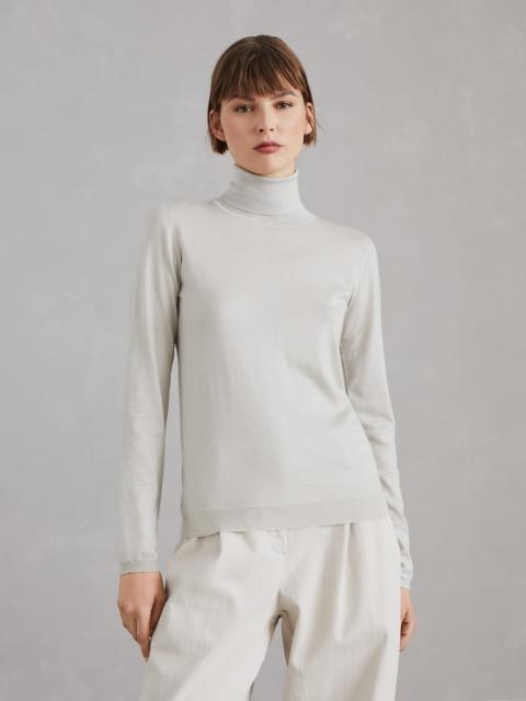 Brunello Cucinelli Sparkling cashmere and silk lightweight turtleneck sweater