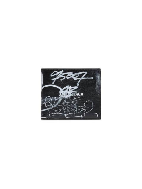 BALENCIAGA Men's Cash Square Folded Wallet Graffiti in Black