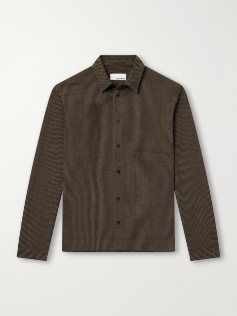 sage NATION Natal Striped Cotton and Wool-Blend Seersucker Shirt