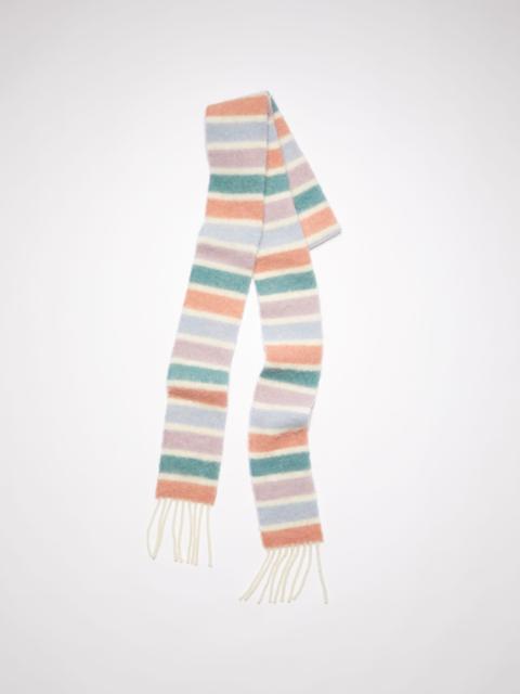 Wool-blend stripe long slim scarf - Aqua blue/pink