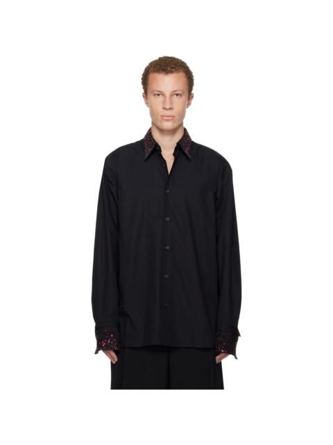 Dries Van Noten Black Sequinned Trim Shirt