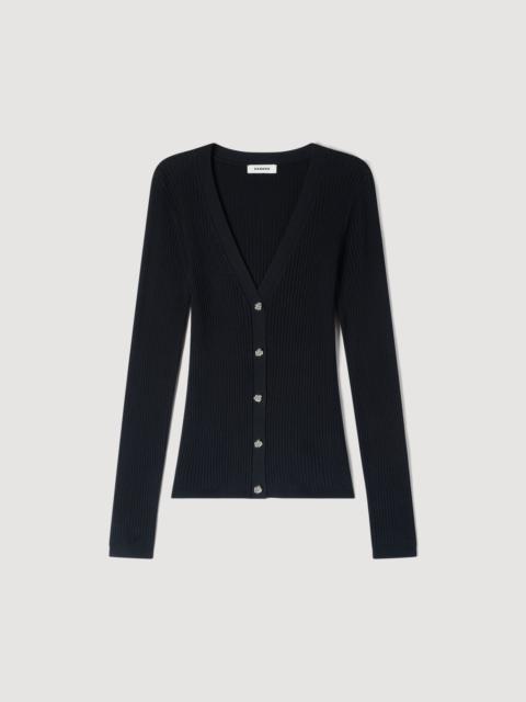 Sandro RIBBED CARDIGAN WITH FANCY BUTTONS