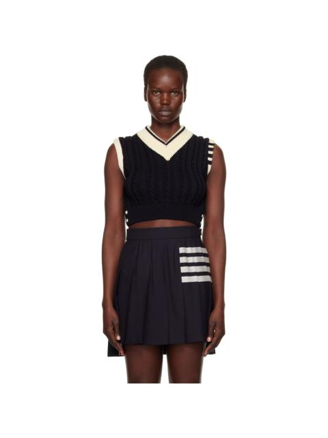 Navy Classic Baby Cable Stitch Cropped Vest