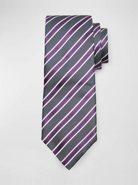 Men's Framed Stripe Cotton-Silk Tie