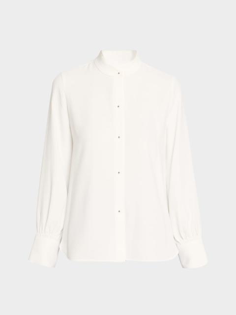 Vince Metal-Button Crepe Shirt