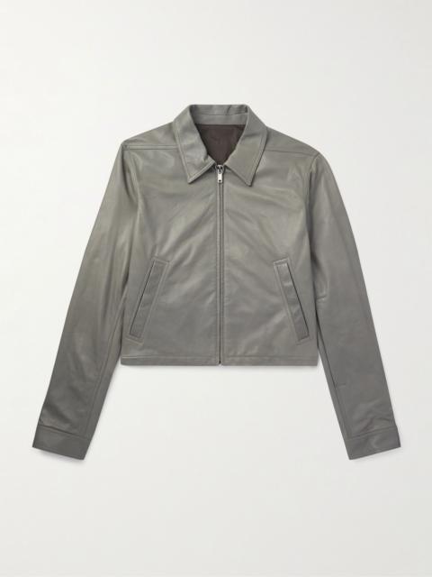 Rick Owens Alice Brad Slim-Fit Waxed-Leather Jacket Gray