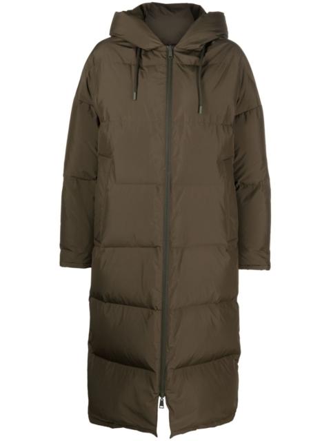 hooded feather-padded coat