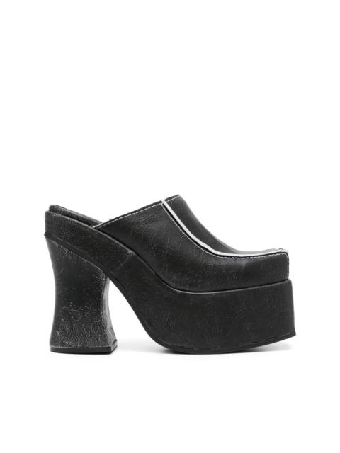 140mm cracked-leather platform mules