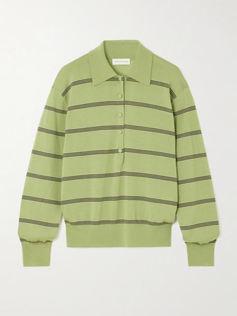 Dries Van Noten Striped Merino Wool Polo Shirt
