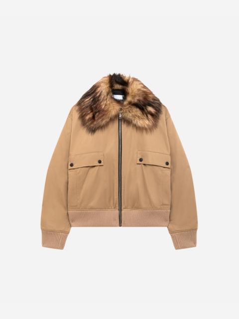 MSGM Gabardine bomber jacket with faux fur collar