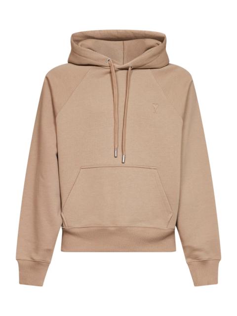 AMI Paris Beige loopback jersey Ami de Cœur embossed hoodie