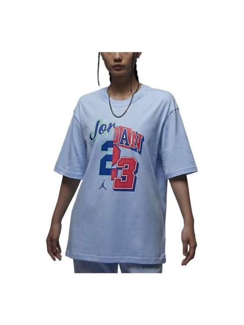 (WMNS) Air Jordan Graphic Logo Oversize T-shirt Asia Sizing 'Light Blue' FQ0362-456