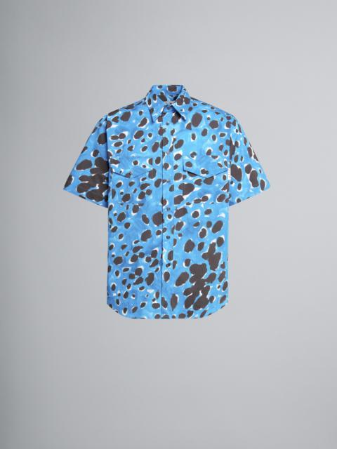 BLUE POP DOTS PRINT POPLIN SHIRT