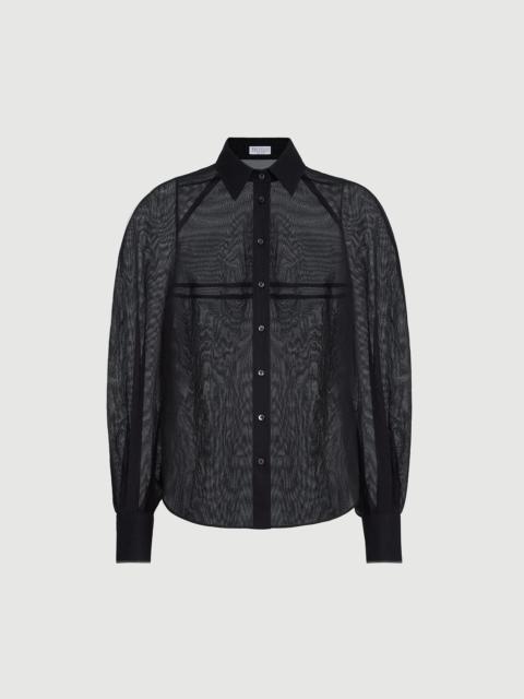 Brunello Cucinelli Striped cotton organza shirt with monili