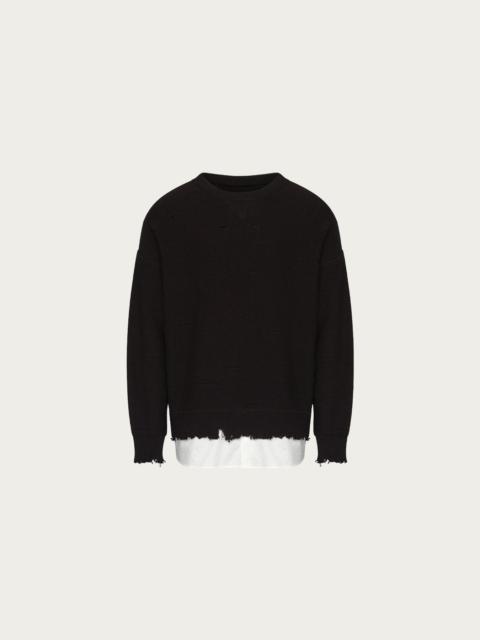 MM6 Maison Margiela Damaged Crewneck Sweater - Black