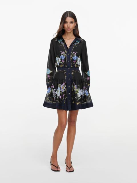 self-portrait Navy Floral Organza Mini Dress